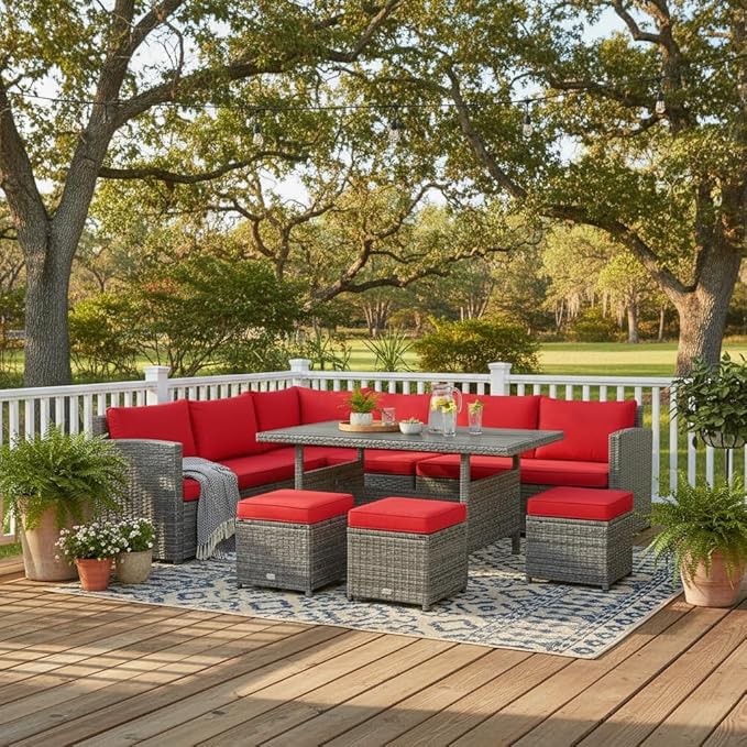Tangkula 7 Pieces Patio Furniture Set, Outdoor Sectional Rattan Sofa Set - Image 2