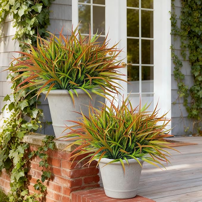 Ivydale 12Pcs Artificial Plants Outdoor Fake Plastic Grass Spring Decor UV - Image 3