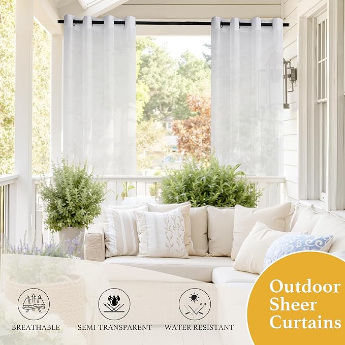 RYB HOME 2 Panels Porch Curtains Outdoor - Image 6