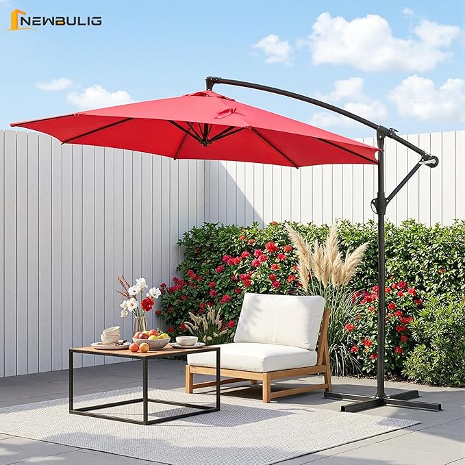 NEWBULIG 10FT Patio Umbrella, Offset Cantilever Outdoor Patio Table Umbrella - Image 2
