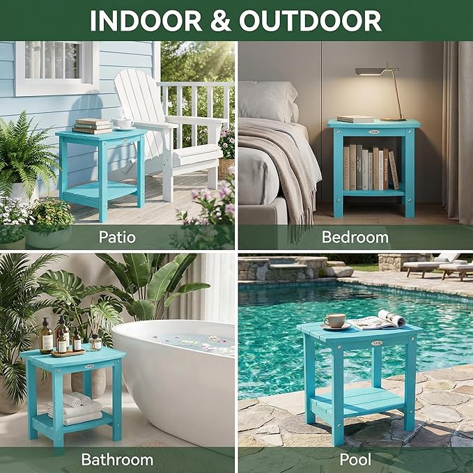 Y&M Outdoor Side Table, HIPS Adirondack Small Double Layer Table, Waterproof - Image 6