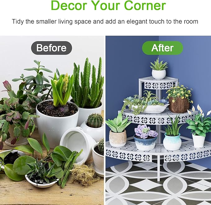 3 Tier Plant Stand Semi-Circular Flower Pot Organizer Rack Quarter Round Plant - Image 3