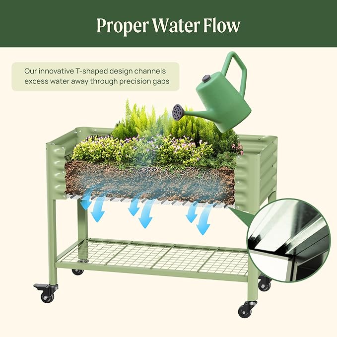 Rolling Elevated Raised Garden Bed-V Series, 1000 Lbs Weight Capacity, Outdoor - Image 6