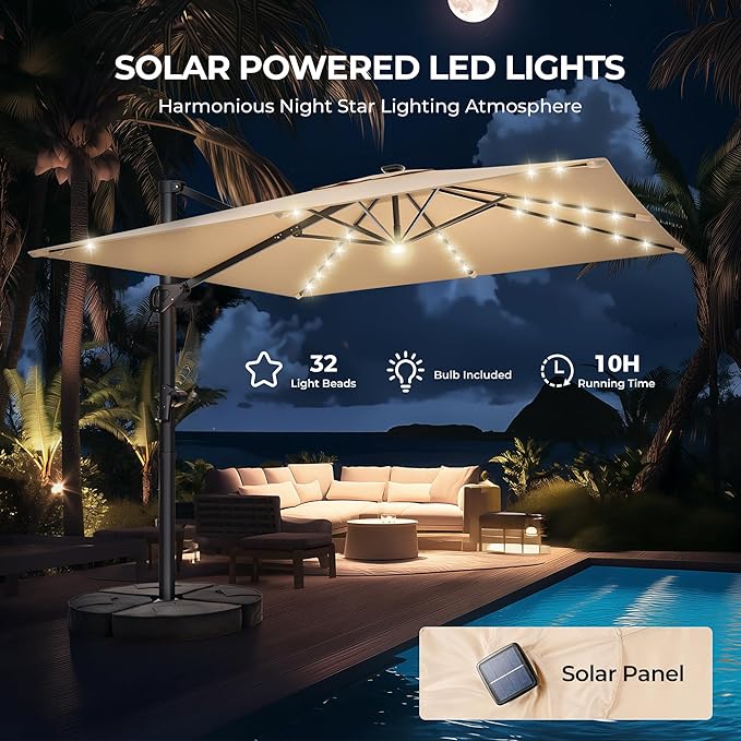 HOMSHADE 10 ft Square Cantilever Patio Umbrella - Image 2