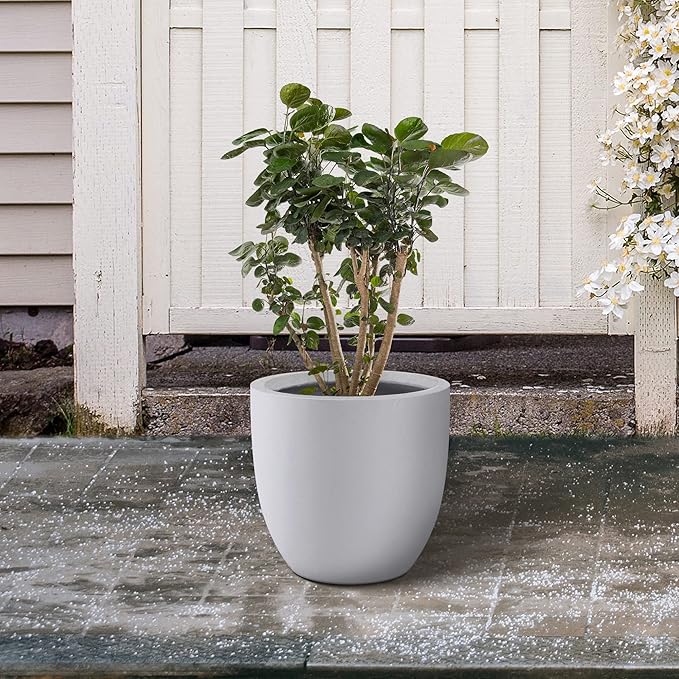Kante 13.4" Dia Round Concrete Planter, Large Outdoor Modern Indoor Decorative - Image 5