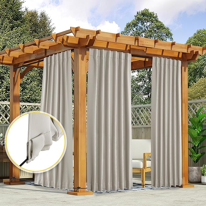 NICETOWN 2 Panels Natural Gazebo Curtains Outdoor Waterproof & Windproof - Image 7