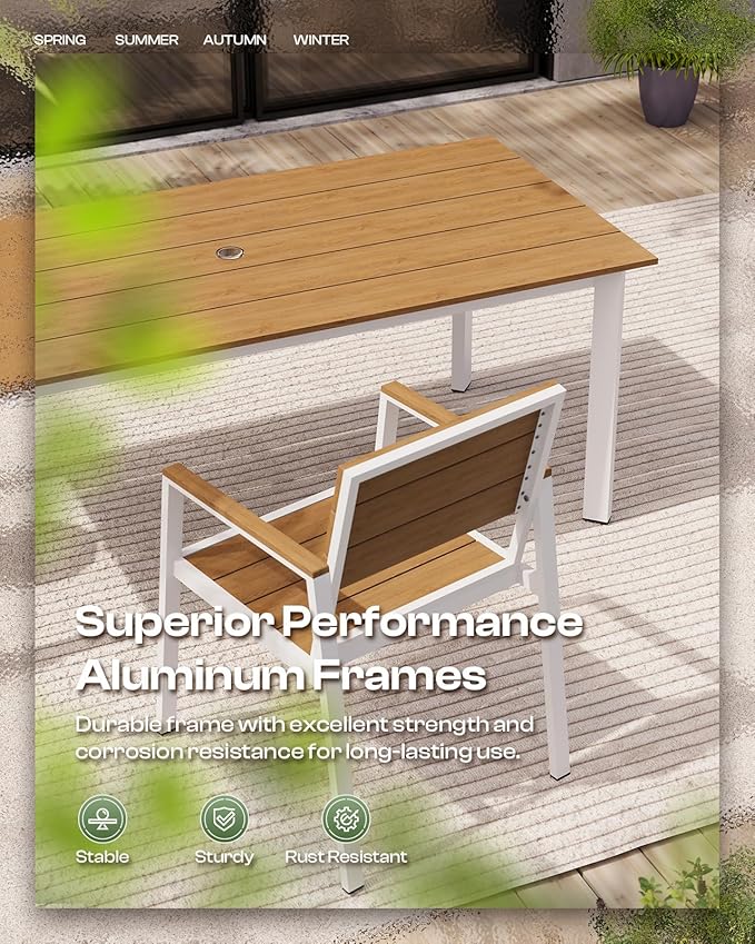 Outdoor Patio Dining Chairs Set of 2, 350LBS Capacity Aluminum Patio Dining - Image 5