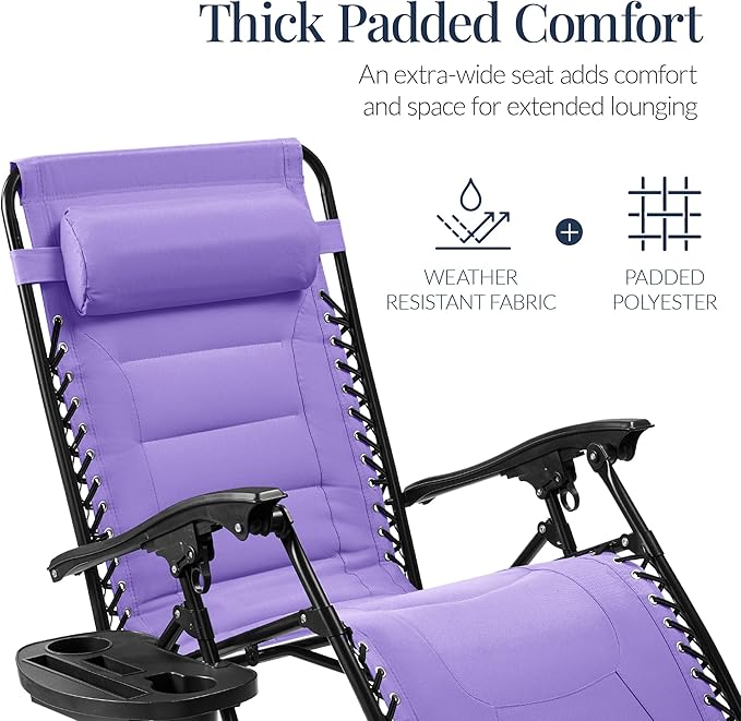 Best Choice Products Oversized Padded Zero Gravity Chair, Folding Outdoor Patio - Image 4