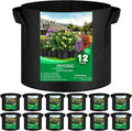 12-Pack 15 Gallon Thickened Non-Woven Grow Bags, Aeration Fabric Pots by JNYONG