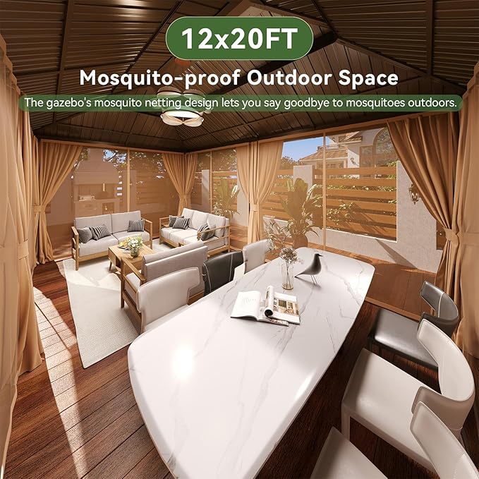 Aoxun 10x12 Gazebo Outdoor Hardtop Gazebo - Image 2