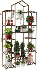 Bamworld 74.4" Tall Plant Stand Indoor Outdoor Wood Plant Shelf Hanging Plant by Bamworld