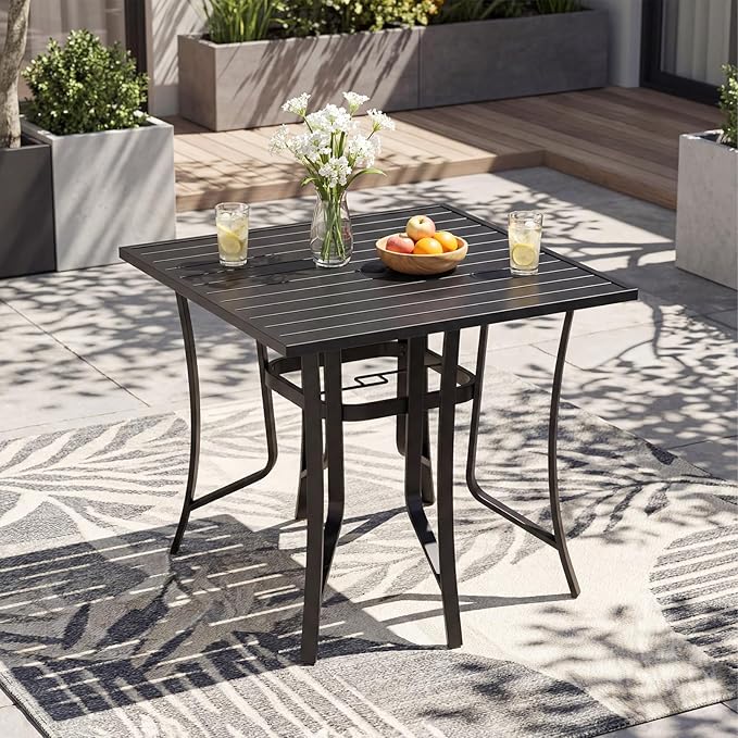 Tangkula 37" Metal Patio Dining Table - Image 2