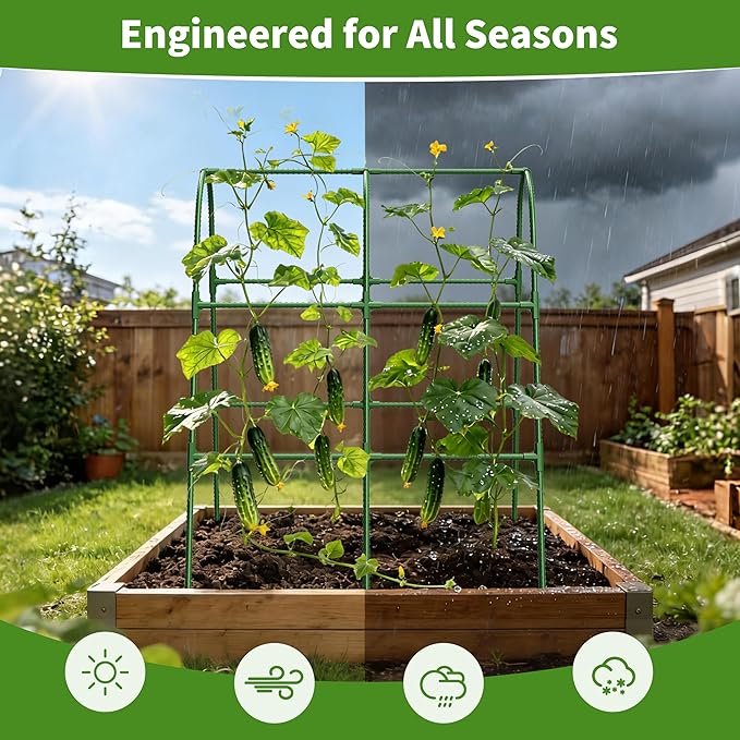 Cucumber Trellis for Raised Bed, U-Shape Garden Trellis for Climbing Plants - Image 6