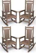 KINGYES HDPE Outdoor Rocking Chair Set of 4, All-Weather Poly Patio Rocking by KINGYES
