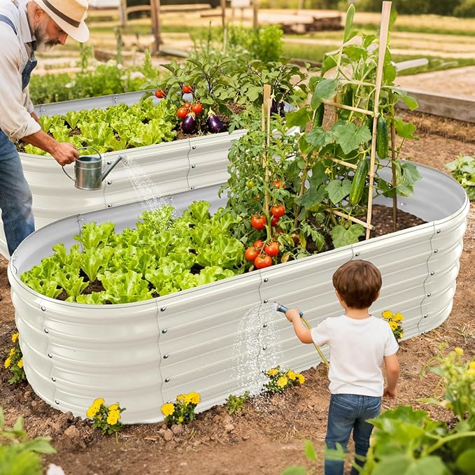 17" Tall Outdoor Garden Raised Garden Bed Kits, 5ft X 2ft Oval, 0.8MM Thick - Image 6