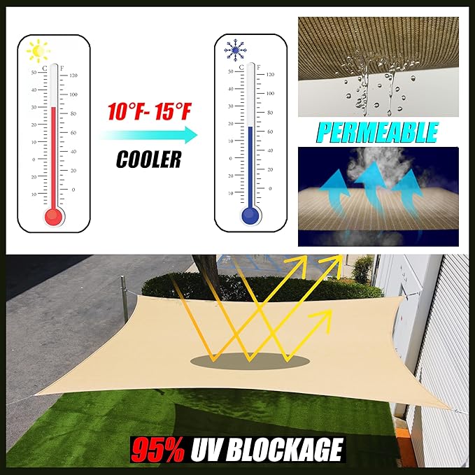 Royal Shade 16' x 20' White Rectangle Sun Shade Sail Canopy Outdoor Patio - Image 7