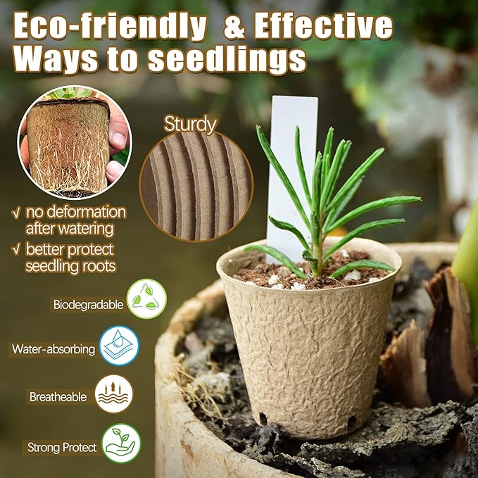 REMIAWY Peat Pots, 34 Pack 3.15 Inch Biodegradable Planting Peat Pots - Image 2