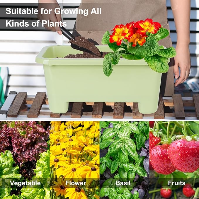 Self-Watering Rectangle Planter Boxes 8-Pack, 15.7-Inch Window Box Planter - Image 6