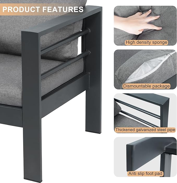 3-Seater All-Weather Iron Patio Sofa - Image 6