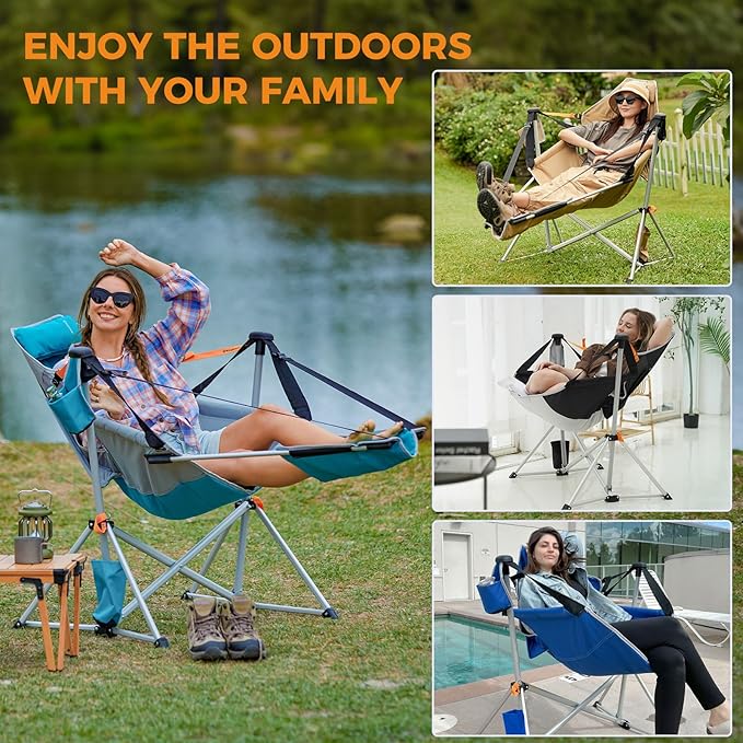 KingCamp Hammock Chair with Footrest – Heavy Duty Swinging Rocking Camping - Image 3