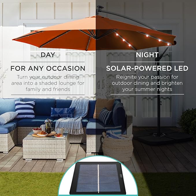 Best Choice Products 10ft Solar LED Offset Cantilever Hanging Market Patio - Image 3