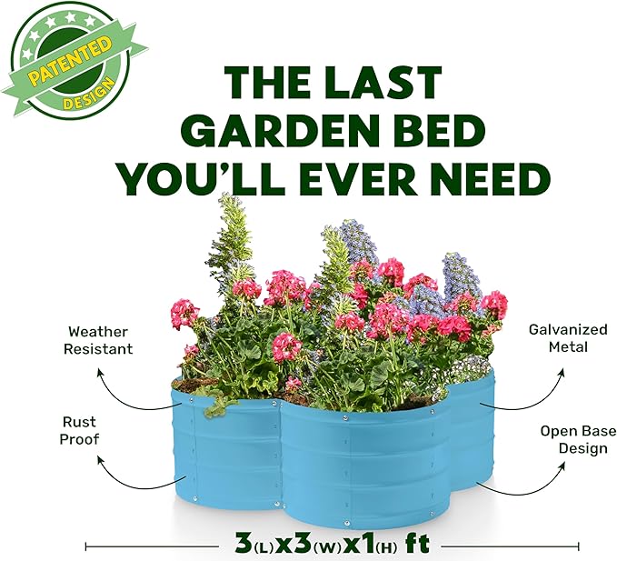 Plant & Plot Galvanized Raised Garden Beds Outdoor // 3×3×1 ft Planter Raised - Image 5