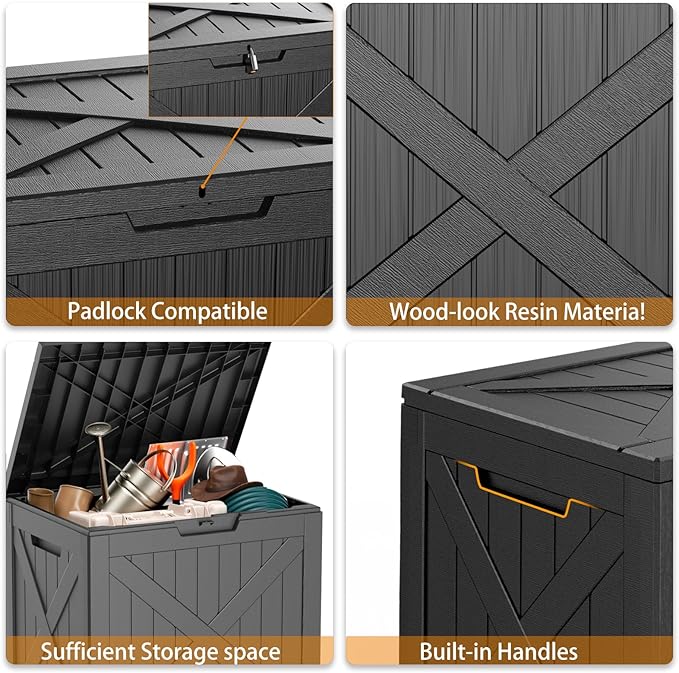 DRATO 33 Gallon Deck Boxes Resin Outdoor Storage Box UV Resistant Outside Deck - Image 5