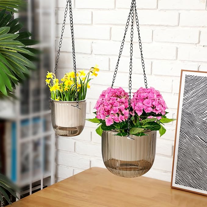 Maxcheck 4 Pcs Self Watering Hanging Planters Indoor Gift 6.5'' 4.5'' Hanging - Image 4