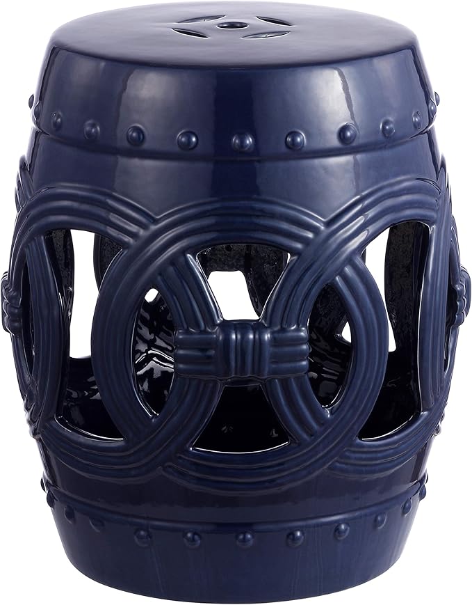 JONATHAN Y TBL1022B Lucky Coins 16" Chinese Ceramic Drum Indoor/Outdoor Garden by JONATHANY