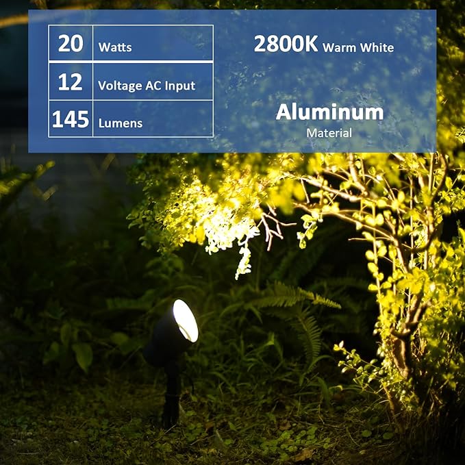 Malibu 8 Pack Low Voltage Spotlights Outdoor Landscape Lighting 20W 145 Lumens - Image 2