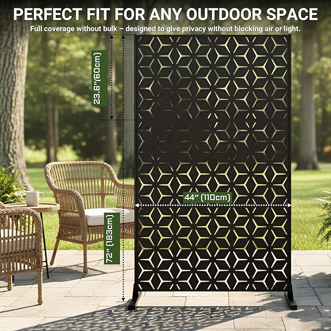 6FT Metal Privacy Screen Outdoor – Decorative Laser Cut Privacy Fence Panel - Image 9
