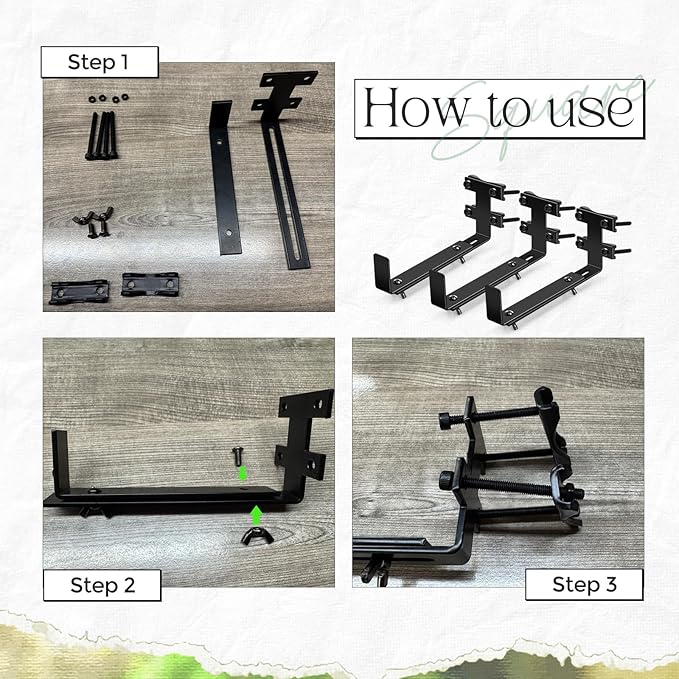 6 Pcs Window Box Brackets Adjustable Planter Box Brackets Heavy Duty Deck - Image 3