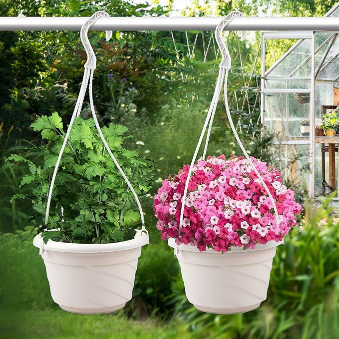 VIDELLY 4 Pieces Plastic Hanging Planters, 5.9 in Dia x 3.54 in H, Small Flower - Image 5