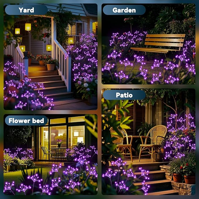 Solar Garden Lights 2 Pack Waterproof Solar Swaying Starburst Light Outdoor - Image 7