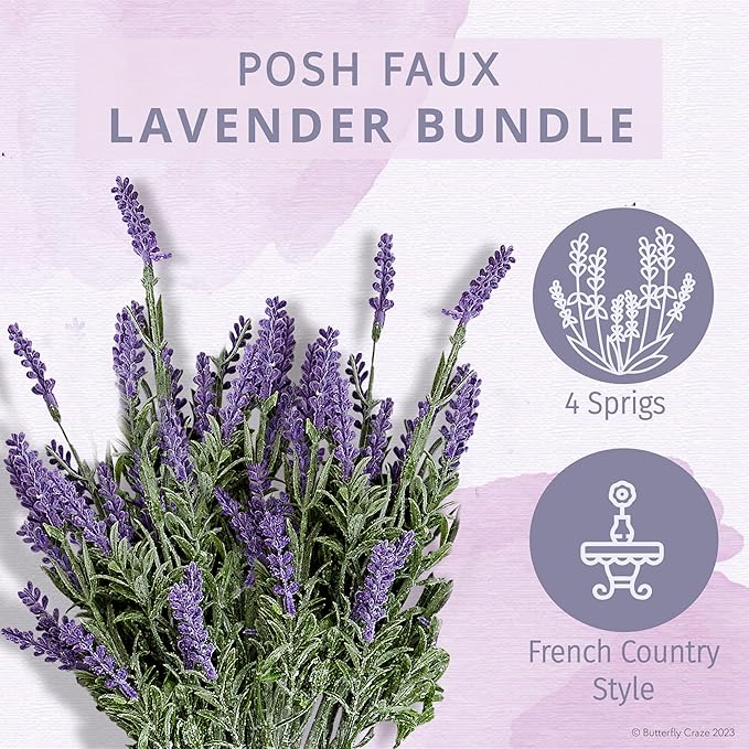 Butterfly Craze Lavender Artificial Flower Stems - Image 2