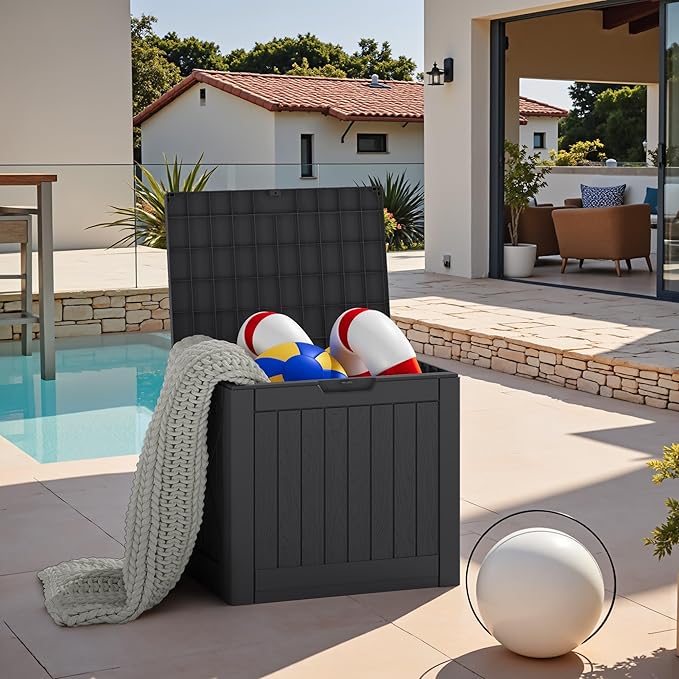 JUMMICO 42 Gallon Deck Box Waterproof, Resin Outdoor Storage Box - Image 7