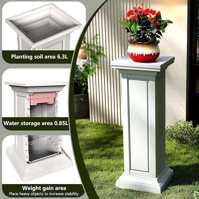 36in Tall Resin Planter Set of 2, Large Outdoor Planter - Image 8