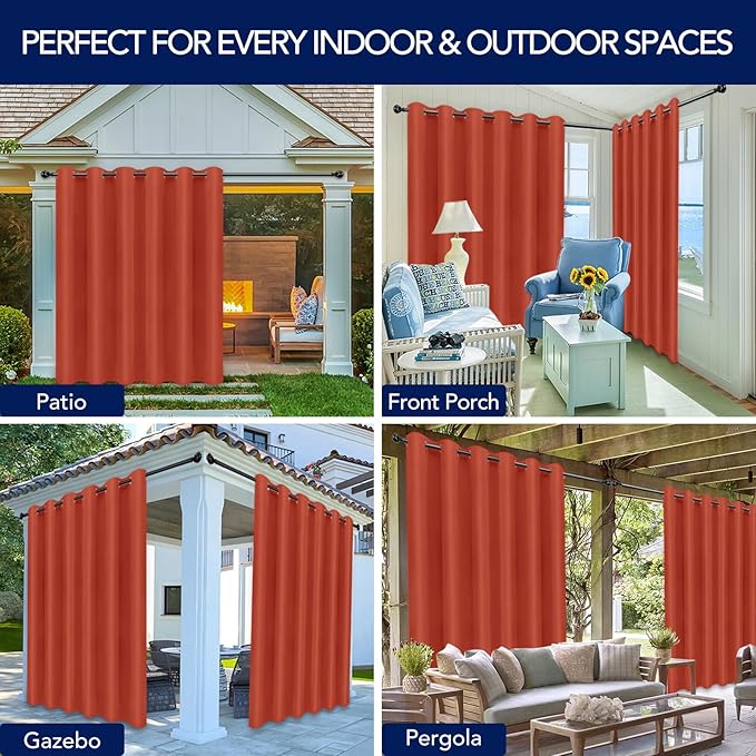 PureFit Outdoor Curtains for Patio Waterproof Weatherproof, UV Resistant - Image 5