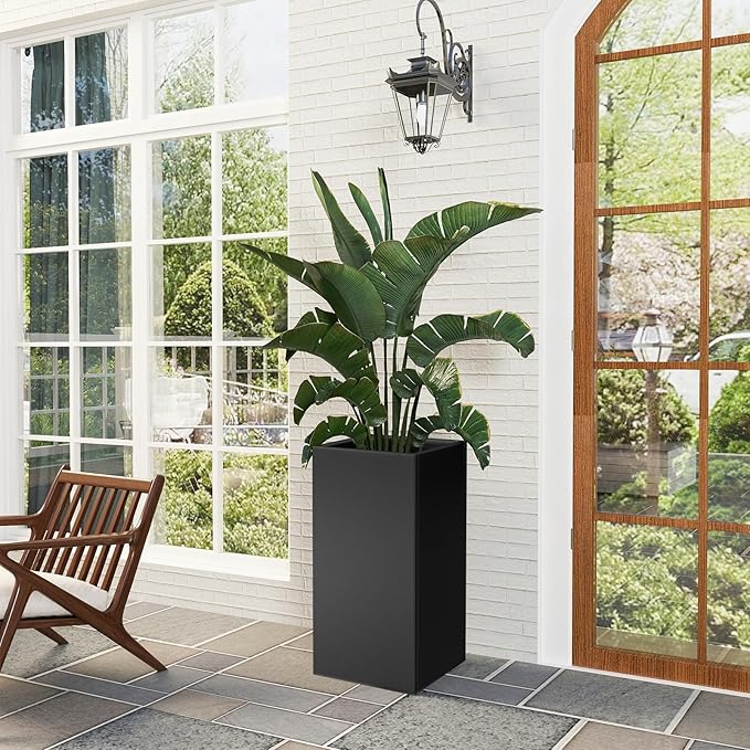 Tall Metal Planter Box for Outdoor Plants 15" L x 15" W x 30" H 2 Pack - Image 5