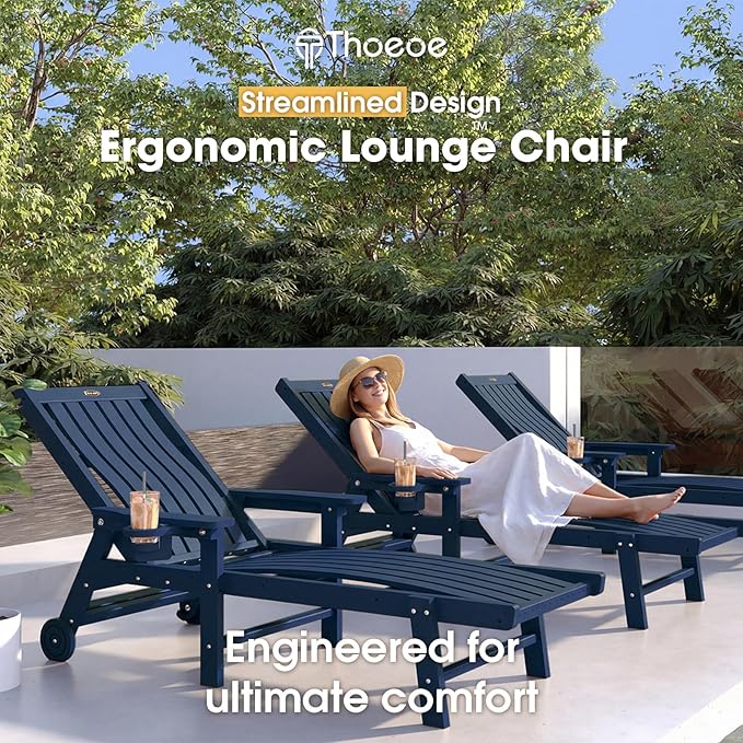 Patio Chaise Lounge Chair Set of 4, Oversized Lounge Chair Outdoor - Image 3