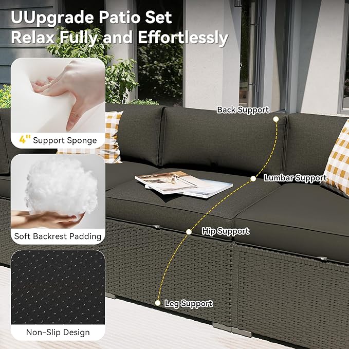 Aoxun Patio Furniture Set with Fire Pit Table, 12 Piece Outdoor Sectional Sofas - Image 2