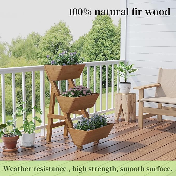 3-Tier Wooden Vertical Raised Garden Bed - Image 3
