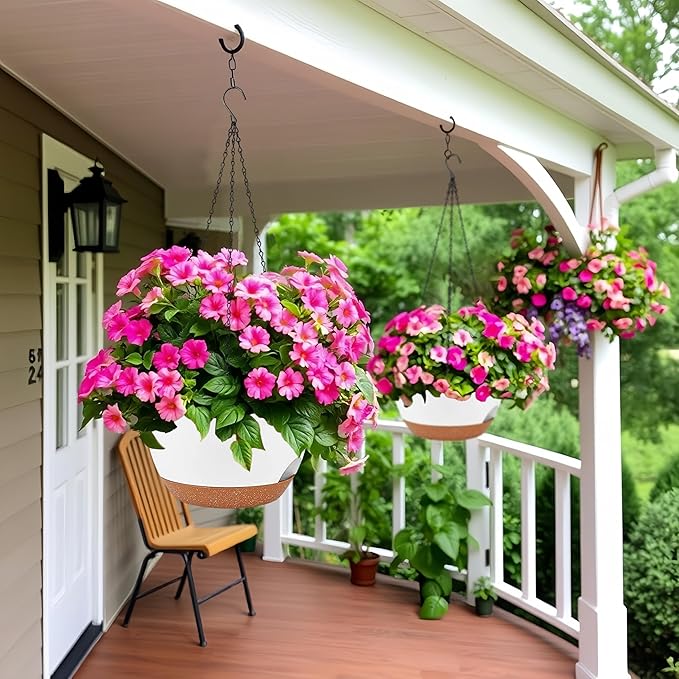 2 Pack 12 Inch Self Watering Hanging Planters - Image 9