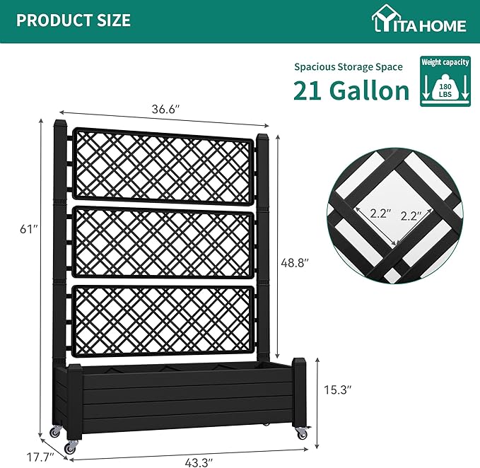 YITAHOME 3.6x1.5x5 FT Planter Box Trellis - Image 8
