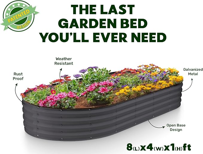 Plant & Plot Galvanized Raised Garden Beds Outdoor // 8×4×1 ft Planter Raised - Image 5