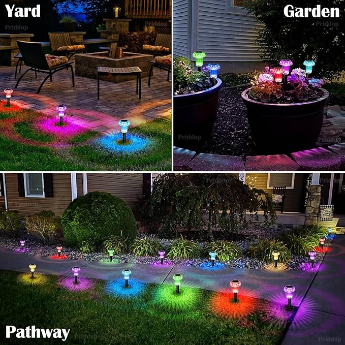 Solar Lights Outdoor Pathway Waterproof 12 Pack Color Changing LED Acrylic - Image 4