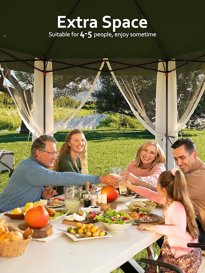 Garvee Pop Up Gazebo Screen Tent, Hexagonal Instant Gazebo Tent - Image 2