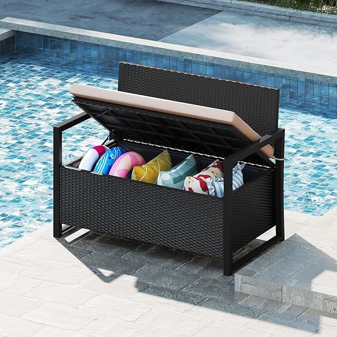 RELAX4LIFE Wicker Outdoor Bench - Image 8