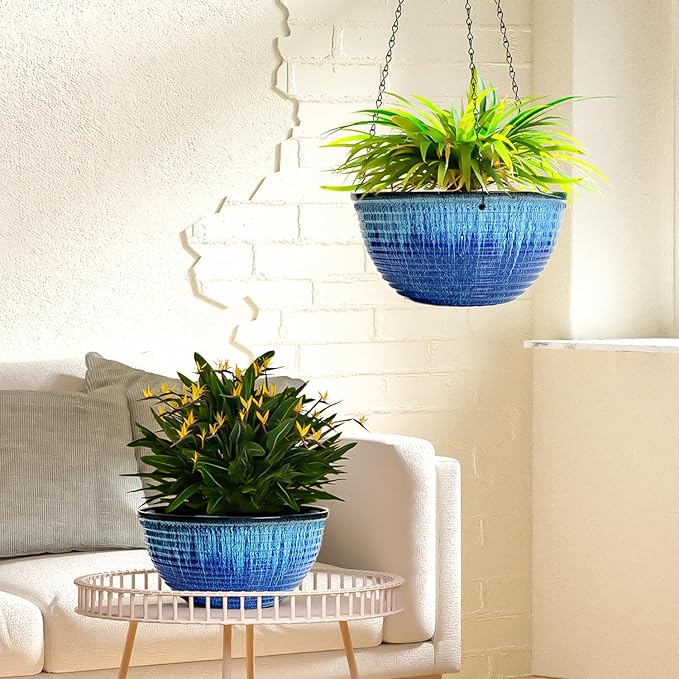 2 Pack Hanging Planters for Indoor Outdoor Plants, 10 Inch Hanging Planter - Image 6