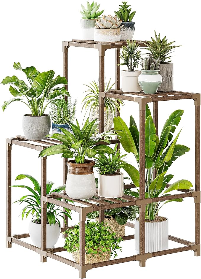Bamworld Corner Plant Stand Indoor Outdoor Plant Shelf Small Plant Table - Image 6